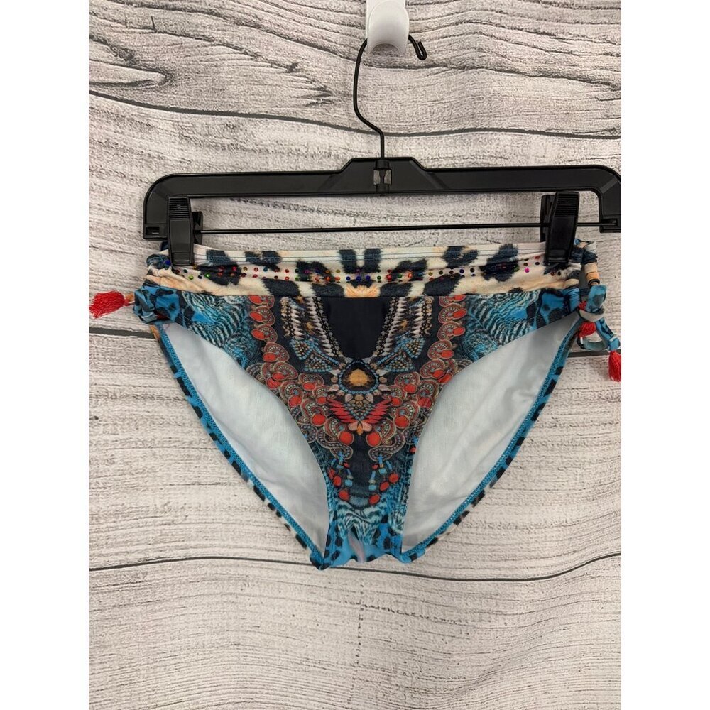 La Moda Colorful Bejeweled Leopard Print Bikini BOTTOM ONLY